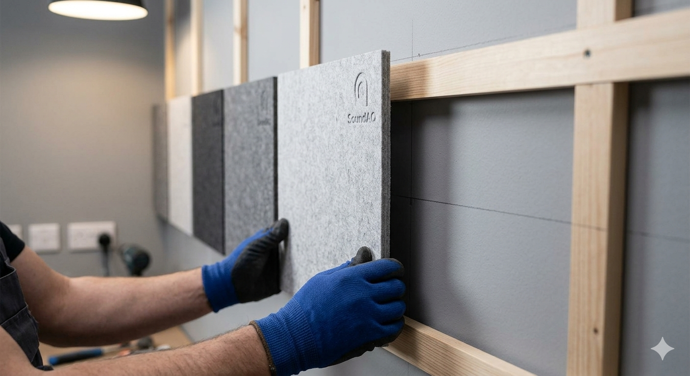 akusztikai panelek szakszerű rögzítése falra légrés alkalmazásával a jobb hangelnyelés érdekében